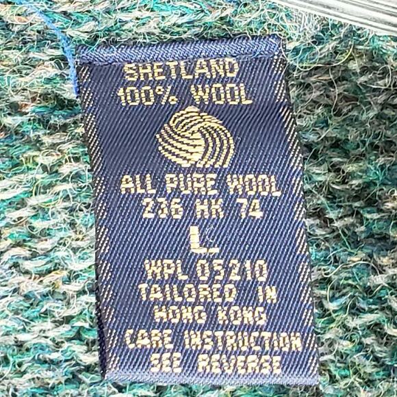 Finalist Cardigan Women’s Size Large L Shetland Wool Green Knit Button Up - Picture 7 of 9